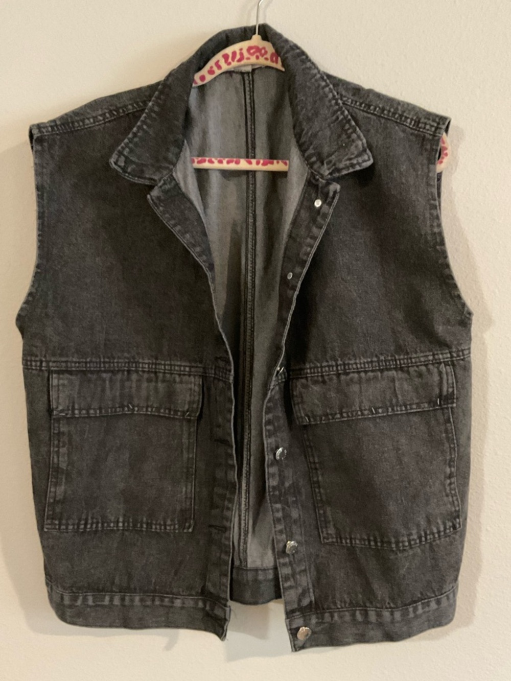 Sleeveless Washed Black Denim Vest